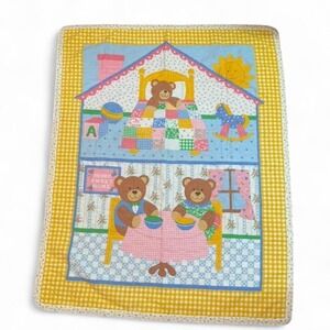 Vintage 90s Teddy Bear Kids Quilt 34"x43.5"